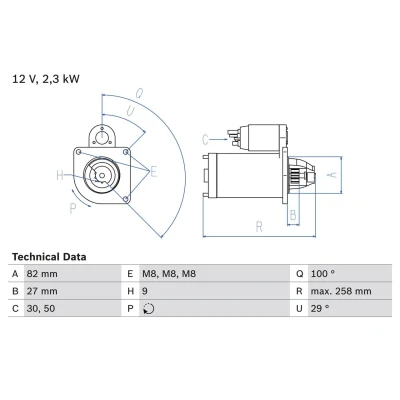Bilde av BOSCH 0 986 018 950 Starter 12 2,3 9 IVECO: DAILY 4, 3 Kasten/Kombi, 4 Kasten/Kombi
