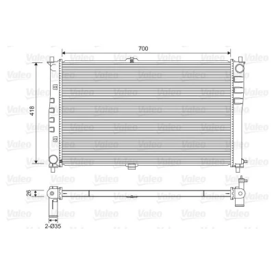 Bilde av VALEO 701602 Radiator Aluminium 418 700 26 uten kjølemiddelregulator Kjøleribber loddet KIA: CARNIVAL / GRAND 3