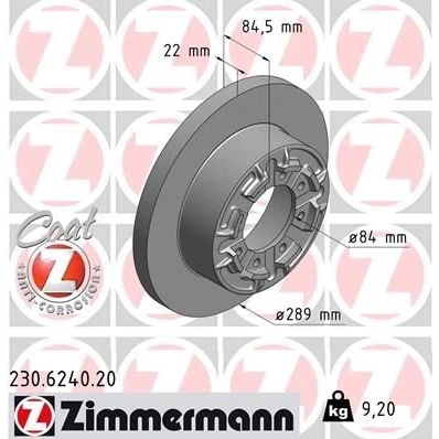 Bilde av ZIMMERMANN COAT Z 230.6240.20 Bremseskiver 289 22 8/8 8 108 fullt ut belagt IVECO: Daily 4 Kasten/Kombi, V Varebil / Stasjonsvogn