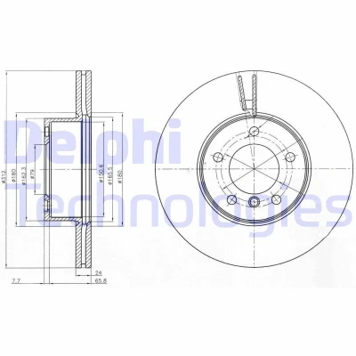 Bilde av DELPHI BG4172C Bremseskiver 312 24 5 ventilert belagt ubehandlet uten hjullager, ABS sensorring BMW: 3 Sedan, Touring, 2 Coupé