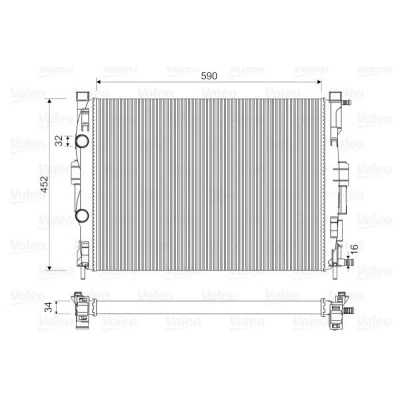 Bilde av VALEO 732946 Radiator Aluminium 589 451 34 uten kjølemiddelregulator Kjøleribber satt sammen mekanisk