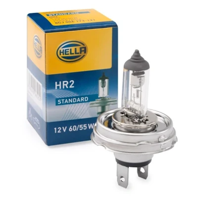 Bilde av HELLA 8GJ 004 173 121 Lyspære, fjernlys R2 (Bilux) 12V 60/55W 3200K Halogen VOLKSWAGEN: Multivan 5 (7HM, Passat B5 GP Sedan, CADDY 4 Kasten