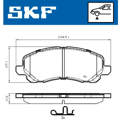 Bilde av SKF VKBP 80169 A Bremseklosser med akustisk slitasjevarsel MITSUBISHI: OUTLANDER 3, ASX SUV, Grandis