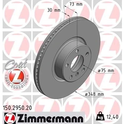 Bilde av ZIMMERMANN COAT Z 150.2950.20 Bremseskiver 348 30 6/5 5 120 innvendig ventilert belagt høy karbon BMW: X4