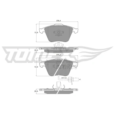 Bilde av TOMEX brakes TX 14 23 Bremseklosser framaksel inkl. slitasjevarselkontakt AUDI: A6 C6 Avant, A4 B7 Allroad