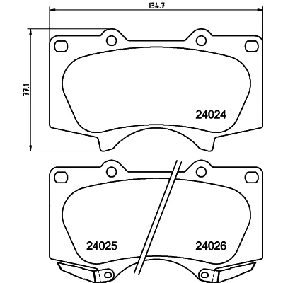 Bilde av HELLA 8DB 355 010 491 Bremseklosser med akustisk slitasjevarsel TOYOTA: Land Cruiser Prado 120, HILUX 3 Pick up, 6 MITSUBISHI: PAJERO 4