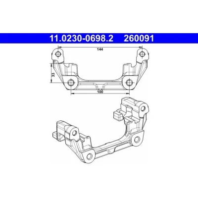 Bilde av ATE 11.0230 0698.2 Bremsecaliper Feste Holder VOLVO: V50, C30, S40 II, FORD: Focus 2 Kombi, 2, C Max