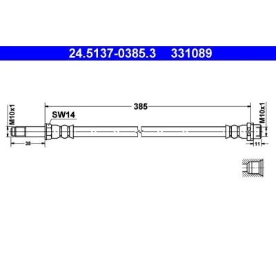 Bilde av ATE 24.5137 0385.3 Bremseslange 385 M10x1 MERCEDES BENZ: Sprinter 3.5 T Van, 5 Minibuss