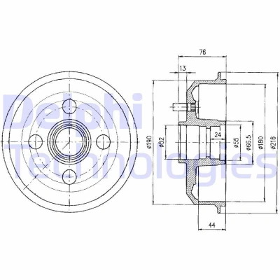 Bilde av DELPHI BF329 Bremsetrommel uten ABS sensorring, hjullager 216 FORD: FIESTA 5, 4