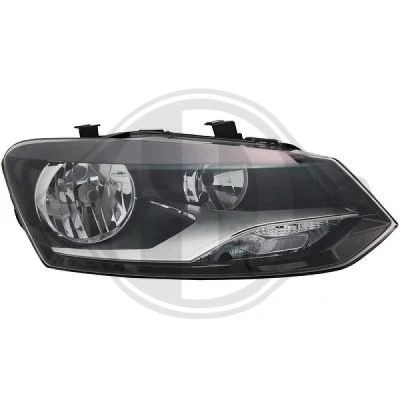 Bilde av DIEDERICHS 2206982 Frontlykter høyre H7/H7 Halogen for høyrekjøring med motor høydejustering hovedlys VOLKSWAGEN: Polo V Hatchback