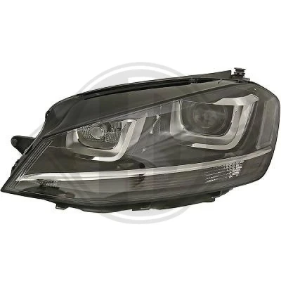 Bilde av DIEDERICHS Priority Parts 2216083 Frontlykter venstre D1S, H15, D1S/H7, H7 xenon med kjørelys motor for høydejustering hovedlys VOLKSWAGEN: Golf 7