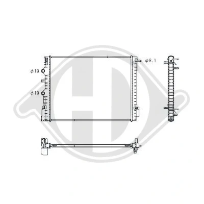 Bilde av DIEDERICHS DCM3981 Radiator Aluminium 510mm 390mm 16mm Kjøleribber loddet