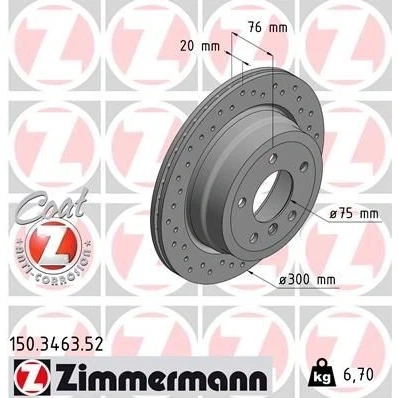 Bilde av ZIMMERMANN SPORT COAT Z 150.3463.52 Bremseskiver 300 20 6/5 5 120 innvendig ventilert, hullet belagt høy karbon BMW: 1 Cabrio, Coupé