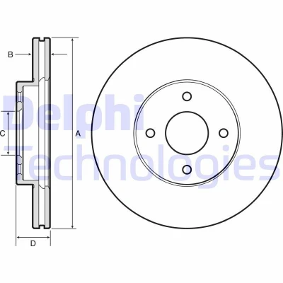 Bilde av DELPHI BG4454 Bremseskiver 260 22 4 ventilert oljet ubehandlet uten hjullager, ABS sensorring NISSAN: Note II Hatchback, MICRA