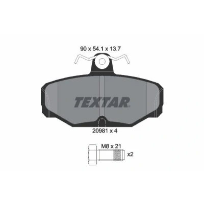 Bilde av TEXTAR 2098101 Bremseklosser ikke klargjort for slitasjeindikator med bremsecaliperskruer FORD: Escort 5, Sierra Mk2 Hatchback, Mk1 Hatchback