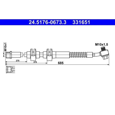 Bilde av ATE 24.5176 0673.3 Bremseslange 685 M10x1 OPEL: Astra J Sedan