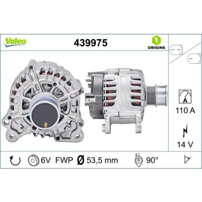 Bilde av VALEO 439975 Dynamo 14V 110A VOLKSWAGEN: CADDY 4 Kombi, Golf 5, Polo V Hatchback, SKODA: Octavia 3 Combi, Rapid Spaceback
