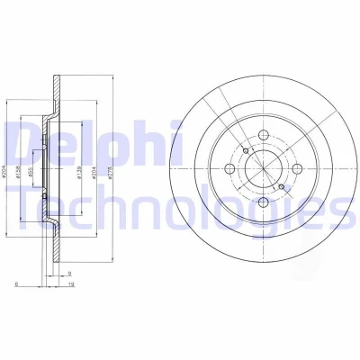 Bilde av DELPHI BG4076 Bremseskiver 278 9 4 fullt ut oljet ubehandlet uten hjullager, ABS sensorring TOYOTA: Yaris III Hatchback, II Hatchback