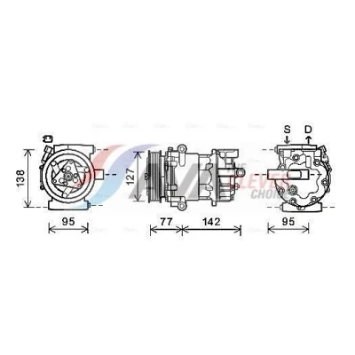 Bilde av Kompressor, klimaanlegg 12V ford transit buss, flak/chassi, skåp, tourneo buss OE 1578424, 1863633, 7C1119D629AA