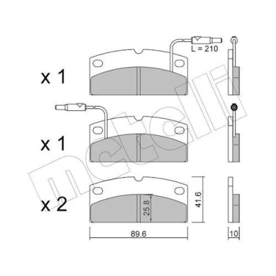 Bilde av METELLI 22 1231 0 Bremseklosser inkl. slitasjevarselkontakt AIXAM: A.741 Hatchback, A.721 A.751 LIGIER: Be Up Hatchback