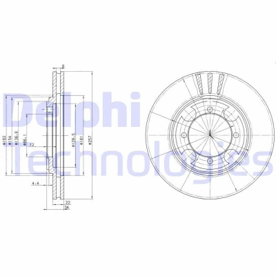Bilde av DELPHI BG2628 Bremseskiver 257 22 4 ventilert oljet ubehandlet uten hjullager, ABS sensorring