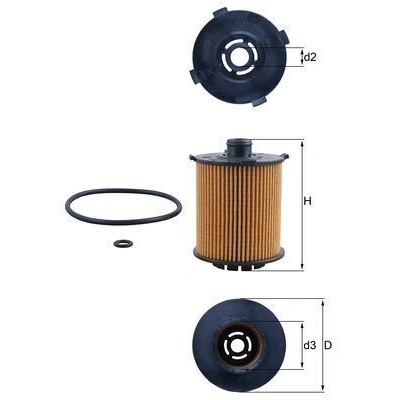 Bilde av MAHLE ORIGINAL OX 1357D Oljefilter Filterinnsats VOLVO: XC60 II, XC90 S90 II
