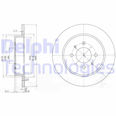 Bilde av DELPHI BG3102 Bremseskiver 260 10 4 fullt ut oljet ubehandlet uten hjullager, ABS sensorring MITSUBISHI: Lancer 5 Limousine