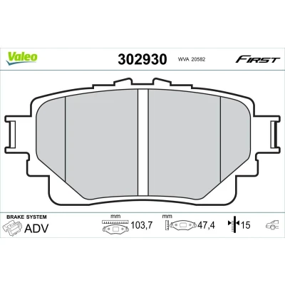 Bilde av VALEO 302930 Bremseklosser bakaksel ekskl. slitasjevarselkontakt uten skruer, antiskrike blikk TOYOTA: RAV4 V, LEXUS: RC