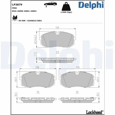 Bilde av Bremseklosser sett DELPHI LP3879
