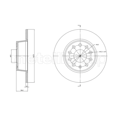 Bilde av METELLI 23 1863C Bremseskiver 272,0 10,0 9 65,0 fullt ut spraylakkert AUDI: Q2, SKODA: Karoq SUV, VOLKSWAGEN: T Roc