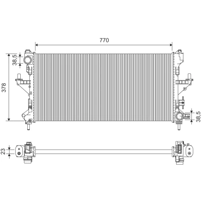 Bilde av VALEO Radiator Aluminium 378mm 775mm 23mm uten kjølemiddelregulator 701426