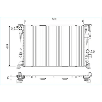 Bilde av VALEO 701158 Radiator Aluminium 438 640 26 uten kjølemiddelregulator Kjøleribber loddet