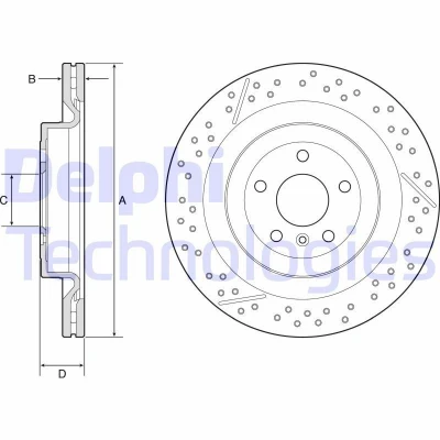 Bilde av DELPHI BG9223C Bremseskiver 345 26 5 ventilert belagt høy karbon uten hjullager, ABS sensorring MERCEDES BENZ: GL, GLE SUV, GLS
