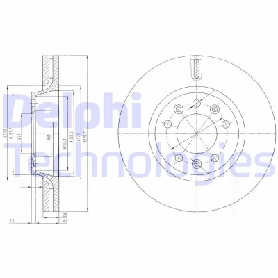 Bilde av DELPHI BG4084 Bremseskiver 280 28 5 ventilert oljet ubehandlet uten hjullager, ABS sensorring PEUGEOT: Expert II Tepee, Van
