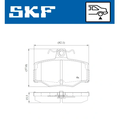 Bilde av SKF VKBP 90354 Bremseklosser ikke klargjort for slitasjeindikator