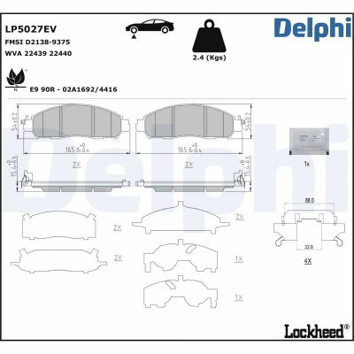 Bilde av Bremseklosser sett DELPHI LP5027EV