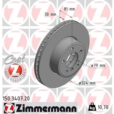 Bilde av ZIMMERMANN COAT Z 150.3407.20 Bremseskiver 324 30 6/5 5 120 innvendig ventilert belagt høy karbon BMW: 7