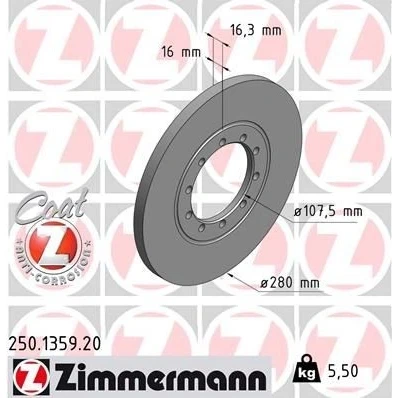 Bilde av Bremseskive ZIMMERMANN 250.1359.20