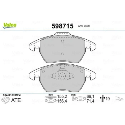 Bilde av VALEO 598715 Bremseklosser framaksel ekskl. slitasjevarselkontakt med antihyle blikk PEUGEOT: 3008 I, 308 I Hatchback, 207 Hatchback