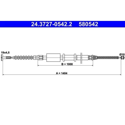 Bilde av ATE 24.3727 0542.2 Bremsekabel 1404