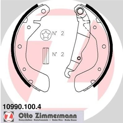 Bilde av ZIMMERMANN 10990.100.4 Bremsesko 200 29 Bildet viser leveranseinnholdet, med vippearm OPEL: Corsa C Hatchback, B Astra F Sedan