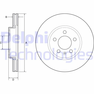 Bilde av DELPHI BG4965C Bremseskiver 276 24 5 ventilert belagt høy karbon uten hjullager, ABS sensorring VOLKSWAGEN: Polo VI, T Cross, SEAT: IBIZA