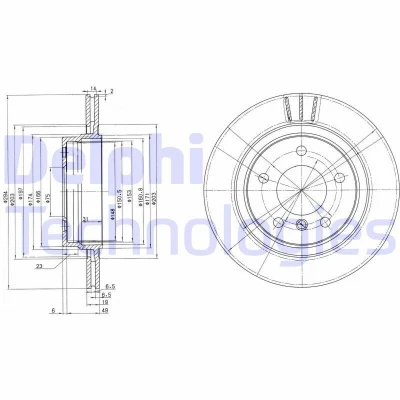 Bilde av DELPHI BG3530C Bremseskiver 294 19 5 ventilert belagt ubehandlet uten hjullager, ABS sensorring BMW: 3 Touring, Coupé, Sedan