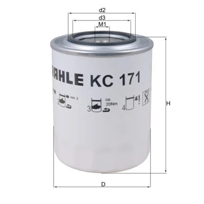 Bilde av MAHLE ORIGINAL KC 171 Drivstoffilter Påskruingsfilter DAF: LF, LF 55, 45, MAN: TGL, SCANIA: 2 series, 4 series