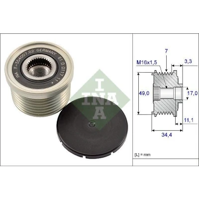 Bilde av INA 535 0164 10 Frihjul Dynamo 34,4 spesialverktøy nødvendig for montering BMW: 1 Hatchback, 5 Touring, Sedan