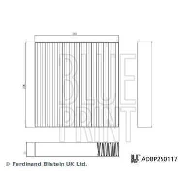 Bilde av BLUE PRINT ADBP250117 Kupéfilter pollenfilter 206mm 203mm 35mm