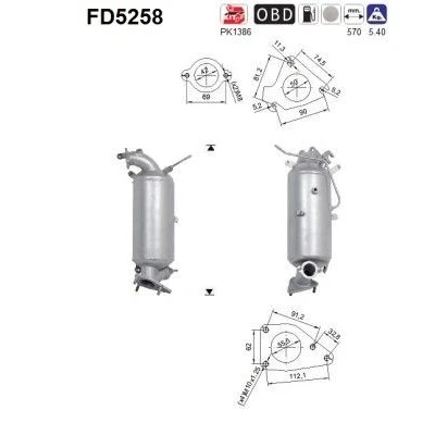 Bilde av AS FD5258 Partikkelfilter Euro 5 Cordierit HONDA: CIVIC 9