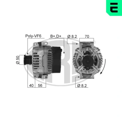 Bilde av ERA 210272A Dynamo 14V 150A MERCEDES BENZ: C Klasse T modell, Sedan, Sprinter 3 Flatvogn lastebil/Chassis