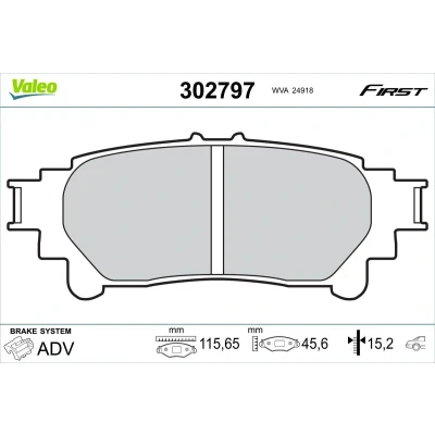 Bilde av VALEO 302797 Bremseklosser bakaksel ekskl. slitasjevarselkontakt uten skruer, antiskrike blikk LEXUS: RX III, GS IV