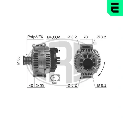 Bilde av ERA 210614A Dynamo 14V 180A MERCEDES BENZ: Sprinter 3.5 T Van, Vito Mixto, Minibuss